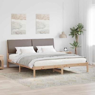 Bedframe Bruin en taupe 200 x 200 cm Massief grenenhout