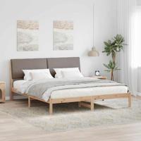 Bedframe Bruin en taupe 200 x 200 cm Massief grenenhout - thumbnail