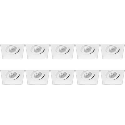 Spot Armatuur 10 Pack - Pragmi Nivas Pro - GU10 Inbouwspot - Vierkant - Wit - Aluminium - Trimless - Kantelbaar - 150mm