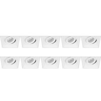 Spot Armatuur 10 Pack - Pragmi Nivas Pro - GU10 Inbouwspot - Vierkant - Wit - Aluminium - Trimless - Kantelbaar - 150mm - thumbnail