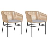 Tuinstoelen 2 st met kussens poly rattan bruin - thumbnail