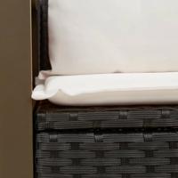 Tuinbank 2-zits met kussens poly rattan zwart - thumbnail