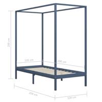 Hemelbedframe massief grenenhout grijs 100x200 cm - thumbnail