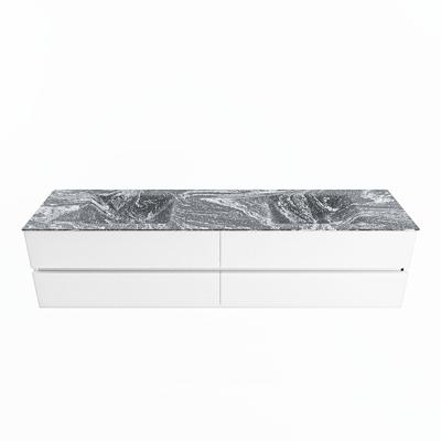 MONDIAZ VICA-DLUX 200cm badmeubel onderkast Talc 4 lades. Inbouw wastafel CLOUD dubbel 2 kraangaten, kleur Lava. MONDIAZ VICA-DLUX 200cm badmeubel onderkast Talc 4 lades. Inbouw wastafel CLOUD dubbel 2 kraangaten, kleur Lava.