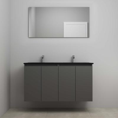 On-Line Badkamermeubelset - 120 cm - Voorgemonteerd - Greeploze Ladestructuur - Acryl Wastafel - 2 Kraangaten - Spiegel - Mat Antraciet - V02