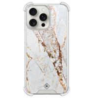 iPhone 15 Pro Max shockproof hoesje - Marmer goud - thumbnail