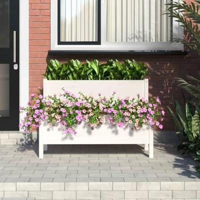 VidaXL Plantenbak 110x84x75 cm massief grenenhout wit