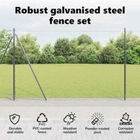 VidaXL Afrasteringspaal grijs 25 x 1,4 m (50 mm gaas) staal en pvc - thumbnail