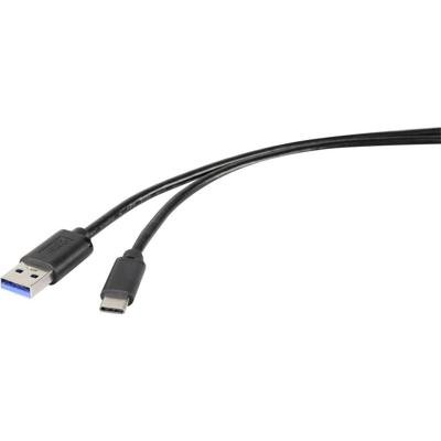 Renkforce RF-4535906 USB-kabel USB 3.2 Gen1 (USB 3.0 / USB 3.1 Gen1) USB-A stekker, USB-C stekker 1.80 m Zwart