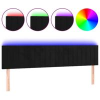 Hoofdbord LED 200x5x78/88 cm fluweel zwart - thumbnail