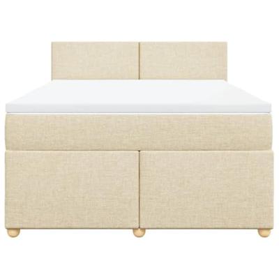 Boxspring met matras stof crèmekleurig 140x190 cm