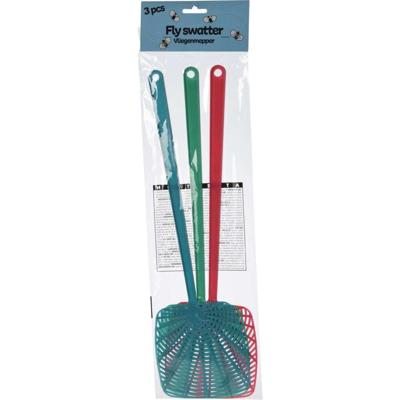 Overige Merken Vliegenmeppers 3 stuks rood/blauw/groen