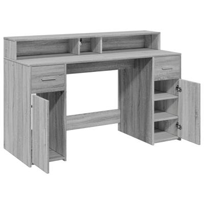Bureau met LED-verlichting 200x55x91 cm hout grijs sonoma eiken