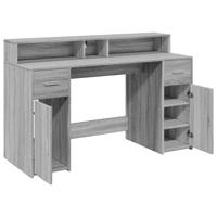 Bureau met LED-verlichting 160x55x91 cm hout grijs sonoma eiken - thumbnail