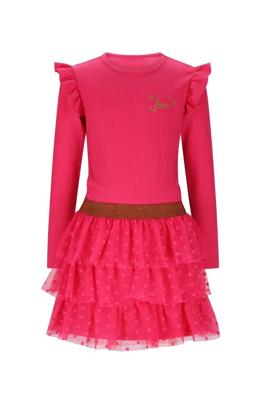 B.Nosy winter jurk meisjes - roze - Dora - laagjes mesh rok