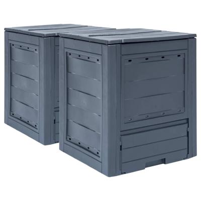VidaXL Compostbakken 2 st 520 l 60x60x73 cm grijs VidaXL Compostbakken 2 st 520 l 60x60x73 cm grijs