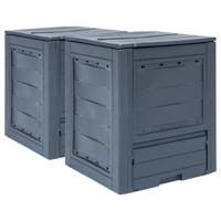VidaXL Compostbakken 2 st 520 l 60x60x73 cm grijs - thumbnail