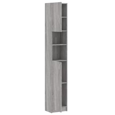 Badkamerkast 32x25,5x190 cm bewerkt hout grijs sonoma eiken