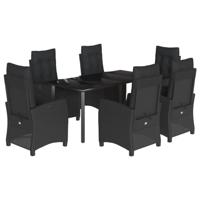 7-delige Tuinset met kussens poly rattan zwart - thumbnail