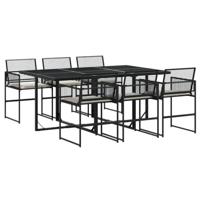 7-delige Tuinset met kussens poly rattan zwart - thumbnail