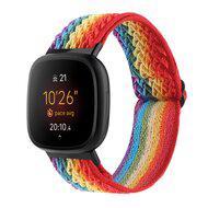 Fitbit Versa 3/4 & Sense 1/2 Nylon loop bandje - Multicolor (regenboog) - thumbnail