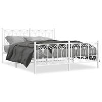 Bedframe met hoofd- en voeteneinde metaal wit 160x200 cm - thumbnail
