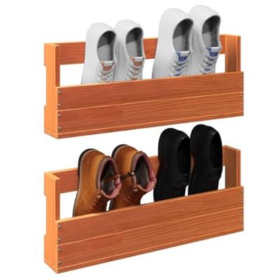 VidaXL Schoenenrekken 2 st 59x8,5x23,5 cm massief grenenhout wasbruin VidaXL Schoenenrekken 2 st 59x8,5x23,5 cm massief grenenhout wasbruin