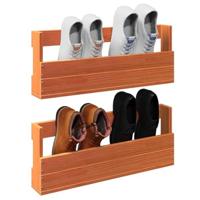VidaXL Schoenenrekken 2 st 59x8,5x23,5 cm massief grenenhout wasbruin - thumbnail