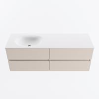 MONDIAZ VICA 140cm badmeubel onderkast Linen 4 lades. Wastafel MOON links 1 kraangat, kleur Talc. - thumbnail