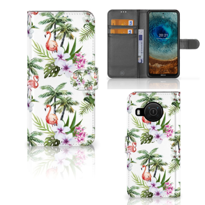 Nokia X10 | Nokia X20 | Telefoonhoesje | Met pasjeshouder | Flamingo Palms