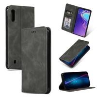 Retro huid voelen Business magnetische horizontale Flip lederen case voor Samsung Galaxy A10 (donkergrijs) - thumbnail
