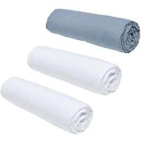 Set van 3 TODAY Essential hoeslakens - 160 x 200 cm - 2 personen - 100% Katoen - Krijt/Denim - thumbnail