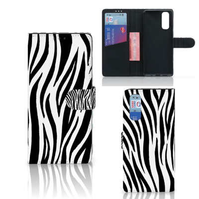 OPPO Find X2 Telefoonhoesje met Pasjes Zebra OPPO Find X2 Telefoonhoesje met Pasjes Zebra