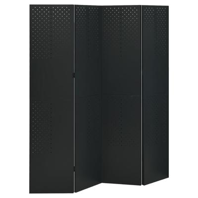 VidaXL Kamerscherm met 4 panelen 160x180 cm staal zwart