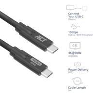 ACT AC7443 USB 3.0 10Gbps 60W USB Type-C® kabel | Zwart | 3 meter - thumbnail