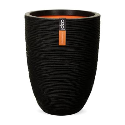 Capi Vaas Elegant Laag Rib Ø34cm Zwart - thumbnail