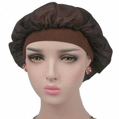 Kokosnoot Nightcap Air conditioning GLB lange haren GLB brede band satijn Bonnet (koffie)