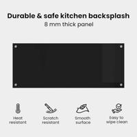 VidaXL Keuken achterwand zwart 100 x 40 cm gehard glas - thumbnail