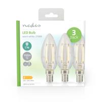Nedis LBFE14C351P3 Led-filamentlamp E14 Kaars 2 W 250 Lm 2700 K Warm Wit Aantal Lampen In Verpakking: 3 Stuks Doorzichtig - thumbnail