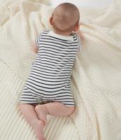 Combicourte baby met trui-kraag PETIT BATEAU in gestreept katoen marineblauw - thumbnail