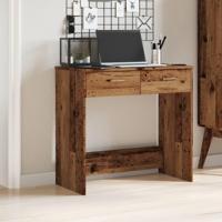 Bureau 80x40x75 cm bewerkt hout oud houtkleurig - thumbnail