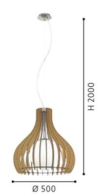 Eglo HanglampTindori 50cm lichtbruin hout - 96214