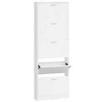 Schoenenkast 59x17x169 cm bewerkt hout hoogglans wit - thumbnail