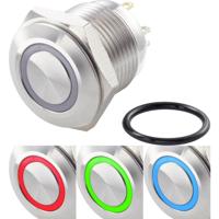 TRU COMPONENTS TC-7494616 TC-GQ16F-10E/42RGB/ Vandalismebestendige druktoets 48 V/DC 2 A 1x uit/(aan) Moment Rood, Groen, Blauw, RGB IP65 1 stuk(s) - thumbnail