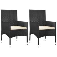 4-delige Loungeset met kussens poly rattan zwart - thumbnail