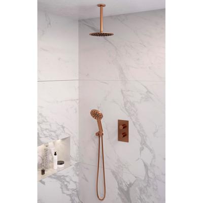 Brauer Copper Edition Thermostatische Regendoucheset Inbouw - Hoofddouche 20 cm - 3 Weg - Handdouche 3 Standen - Doucheslang - Wandaansluitbocht