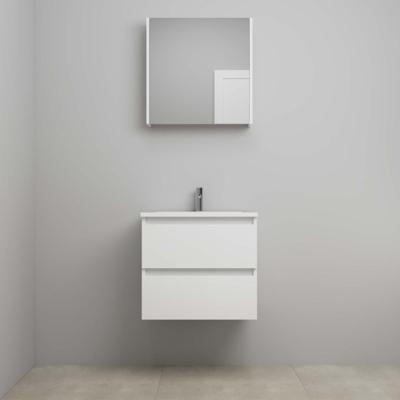 On-Line Badkamermeubelset - 60 cm - Voorgemonteerd - Acryl Wastafel - 1 Kraangat - Spiegelkast - Hoogglans Wit