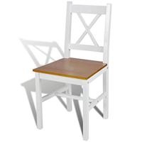 Eetkamerstoelen 4 st grenenhout wit - thumbnail