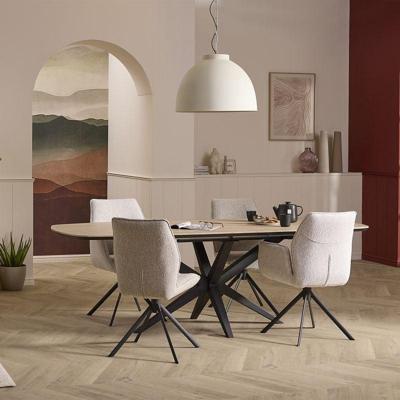 Eetkamerstoel Odin met arm in stof Lodge Linnen