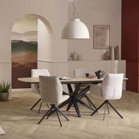 Eetkamerstoel Odin met arm in stof Lodge Linnen - thumbnail